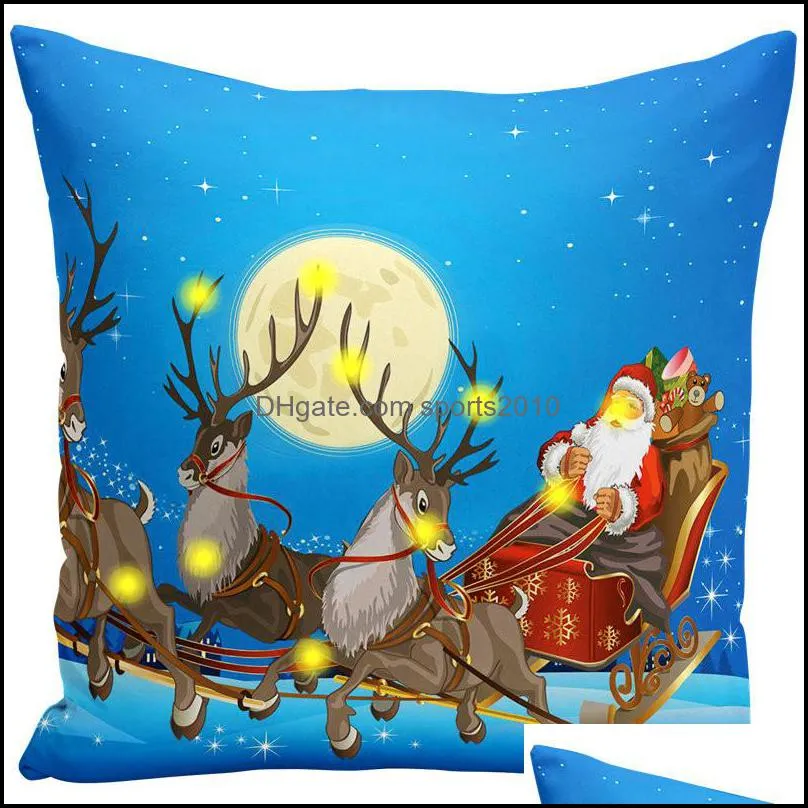 led pillow case happy halloween christmas lighted sofa throw pillow case 45x45cm home christmas motif pillowcase