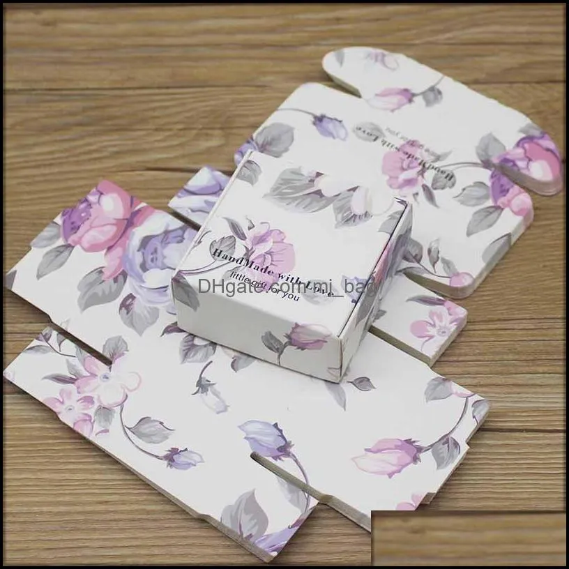 handmade kraft paper candy box marble design pattern mini gift container candy chocolate favor small mailing boxes