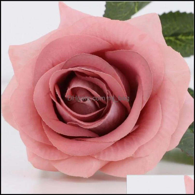 artificial single rose real touch material artificial flowers rose wedding hand holding rose fake silk single stem roses