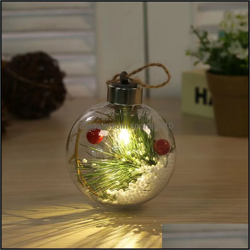 led christmas balls ornaments light bulbs transparent plastic hanging ball xmas baubles new year decoration