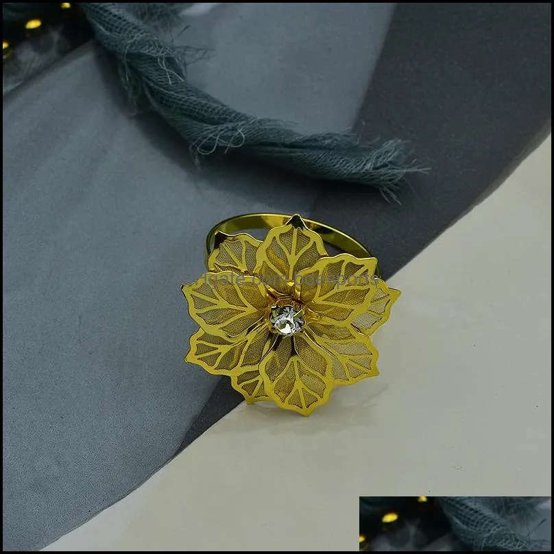 fashion 5cm napkin rings plating flower shaped hotel napkin decoration wedding party accessory