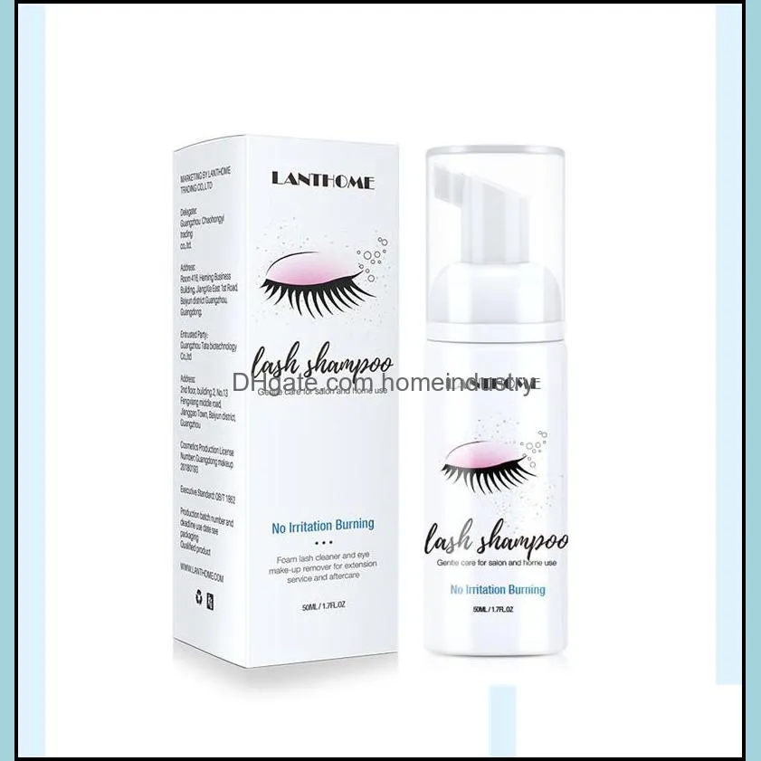 50ml professional eyelash eye lashes foam cleaner pump design individual eyelash extension shampoo remover with brush