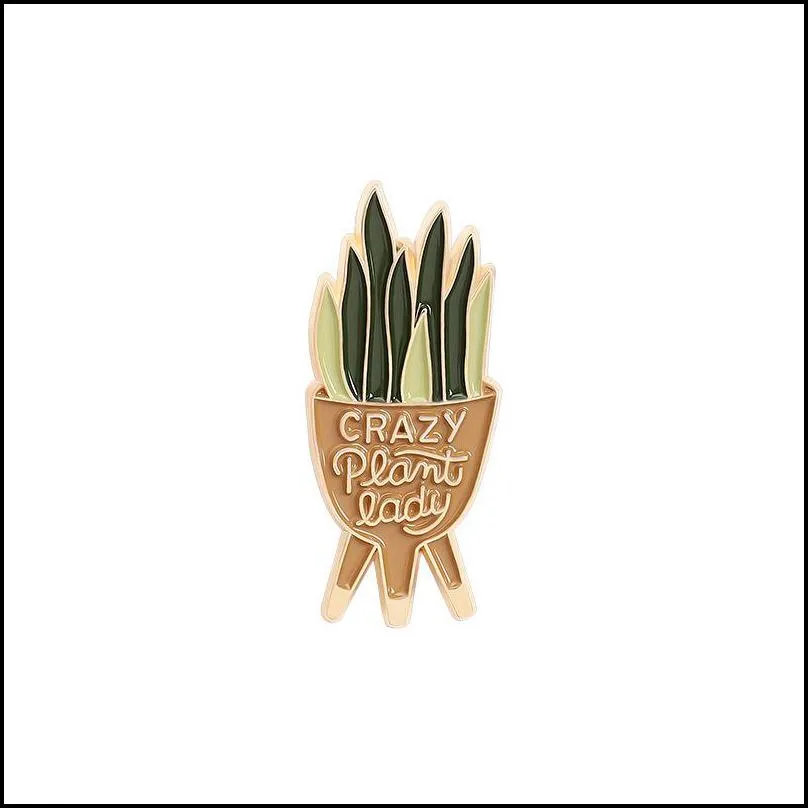 plant green metal brooches pin enamel brooches pins for women men gift fashion jewlery