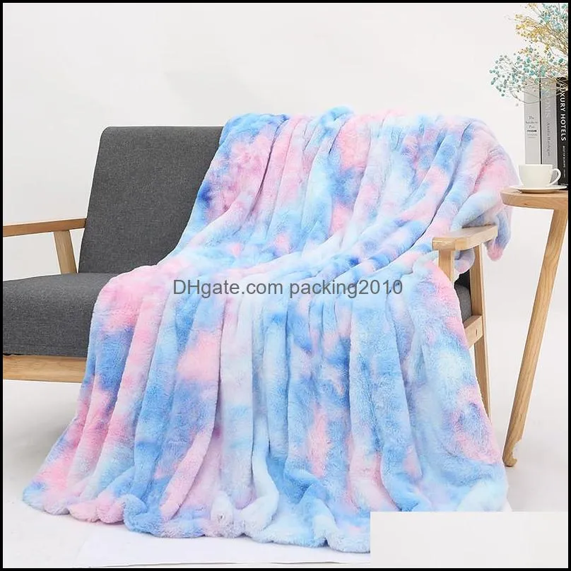 rainbow color blanket kids adult soft gradient bedding sofa cover winter keep warm rainbow blankets 6 patterns