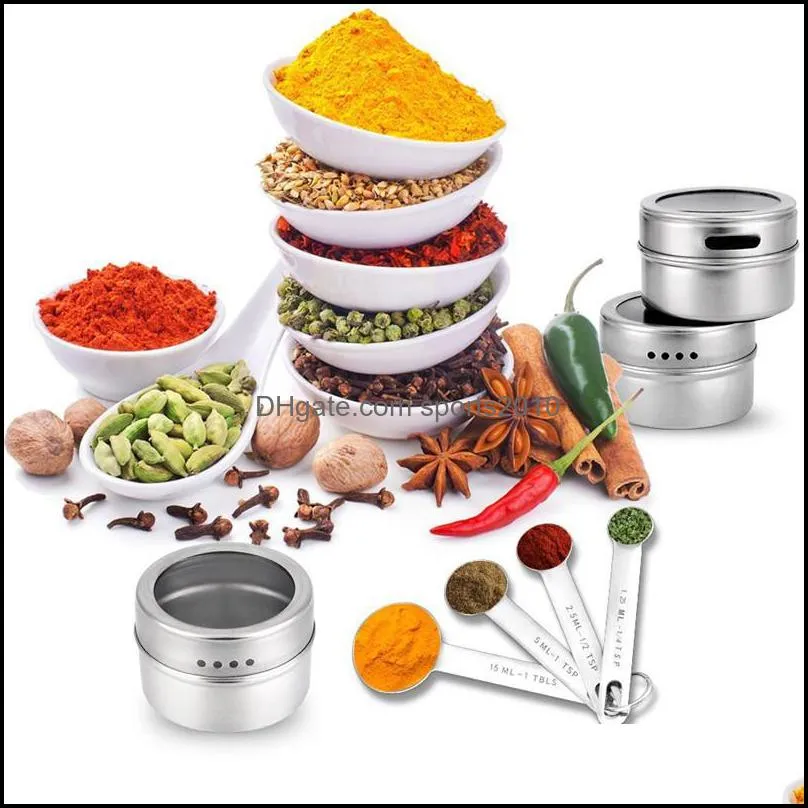 magnetic spice jar stainless steel spice tins spice storage container pepper seasoning sprays tools outdoor portable bbq seasoning jar