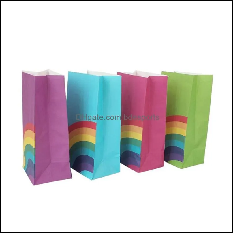 rainbow food bag oilproof cookie candy food packaging shopping bags rainbow wedding birthday party biscuits packing bags
