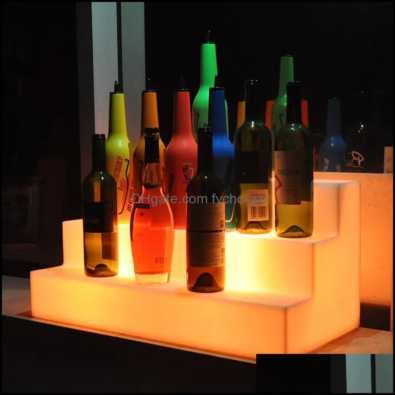 tabletop wine racks rechargeable led color changing 3 tiers bar shelf bottle rack glorifier holder display stand liquor shelves