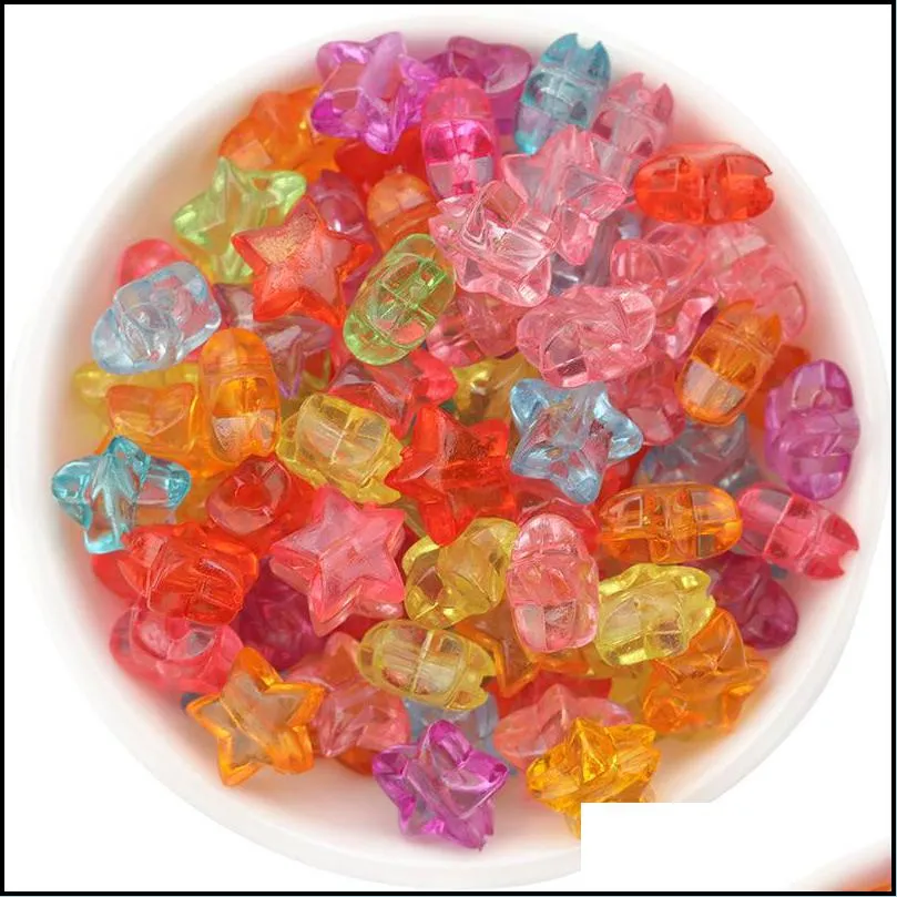 100pcs/lot diy star loose bead for jewelry bracelets necklace hair ring making accessories crafts acrylic kids handmade beads