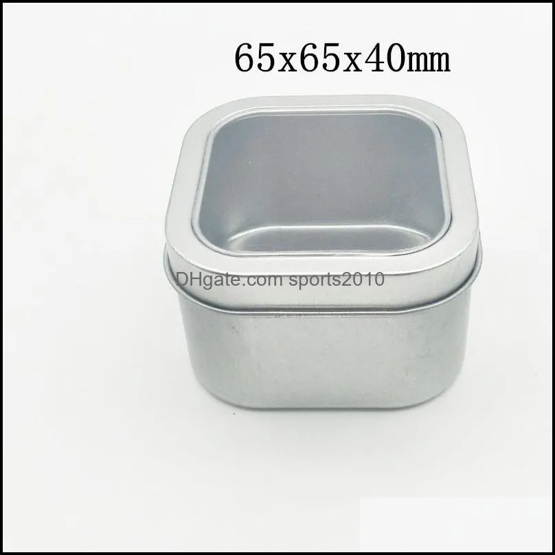 empty square silver metal tins with clear window for candle making candies gifts treasures s m l size