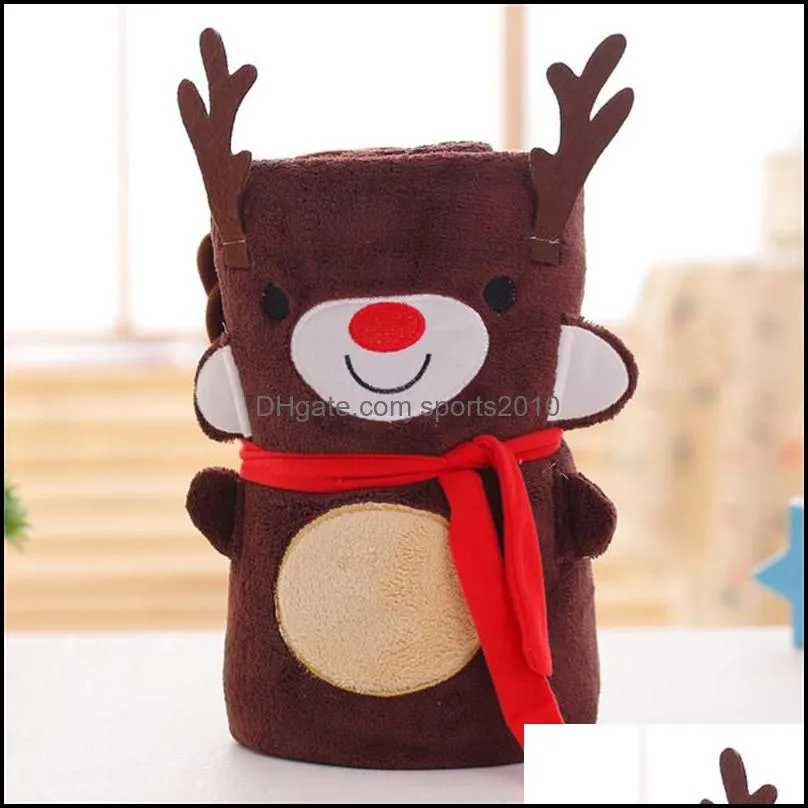 flannel christmas blanket cartoon xmas foldable flannel santa claus snowman penguin deer pattern carpet washable 80x100cm blanket