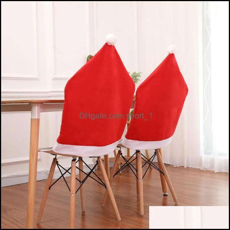 christmas nonwoven chair cover xmas santa claus hat chair covering home el table decorations christmas party ornaments