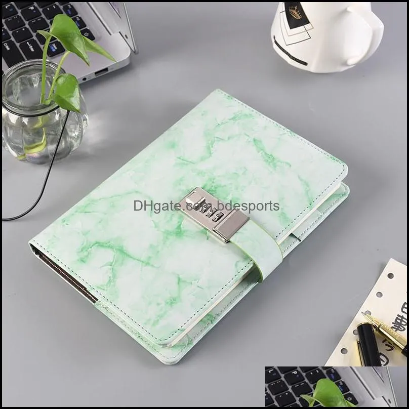 a5 marble texture notebook with password lock leather notepad agenda diary planner agenda school stationery gift