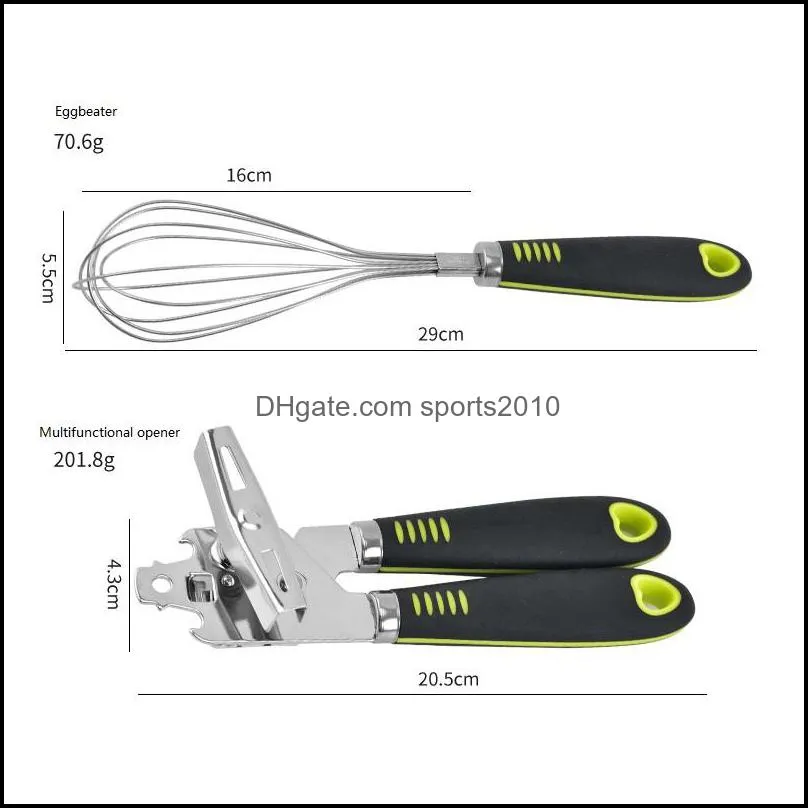 stainless steel opener cheese planer pizza spatula can opener garlic press ice cream spoon kitchen gadgets set