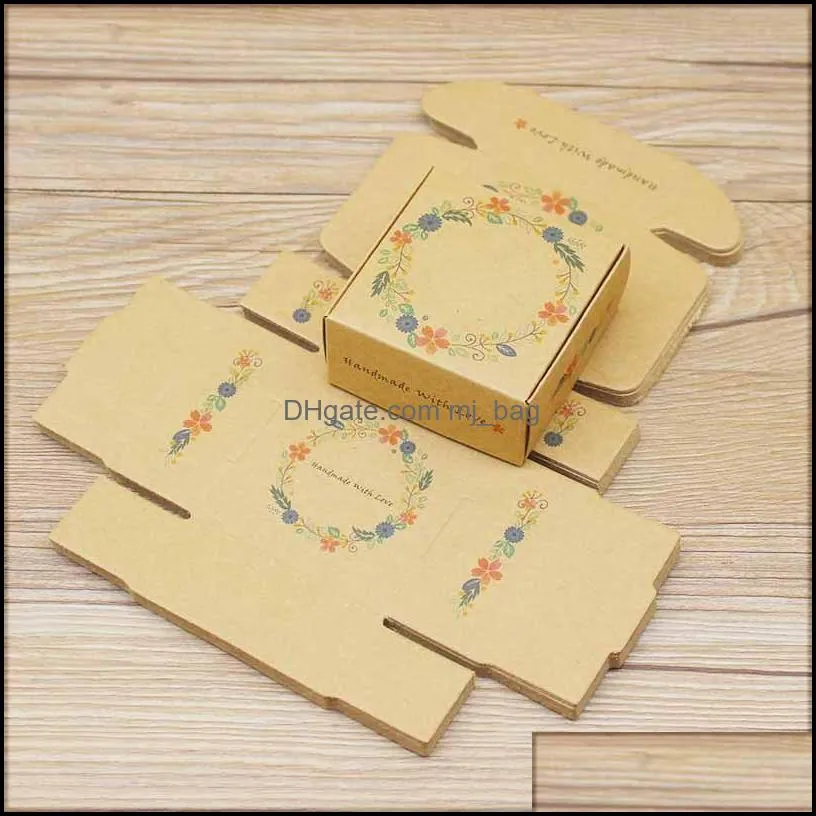handmade kraft paper candy box marble design pattern mini gift container candy chocolate favor small mailing boxes