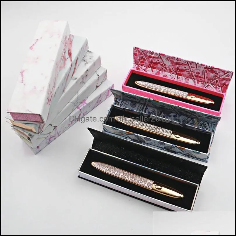 marble pattern adhesive eyeliner box diamond magic self adhesive liquid lash gule pen package case 10color