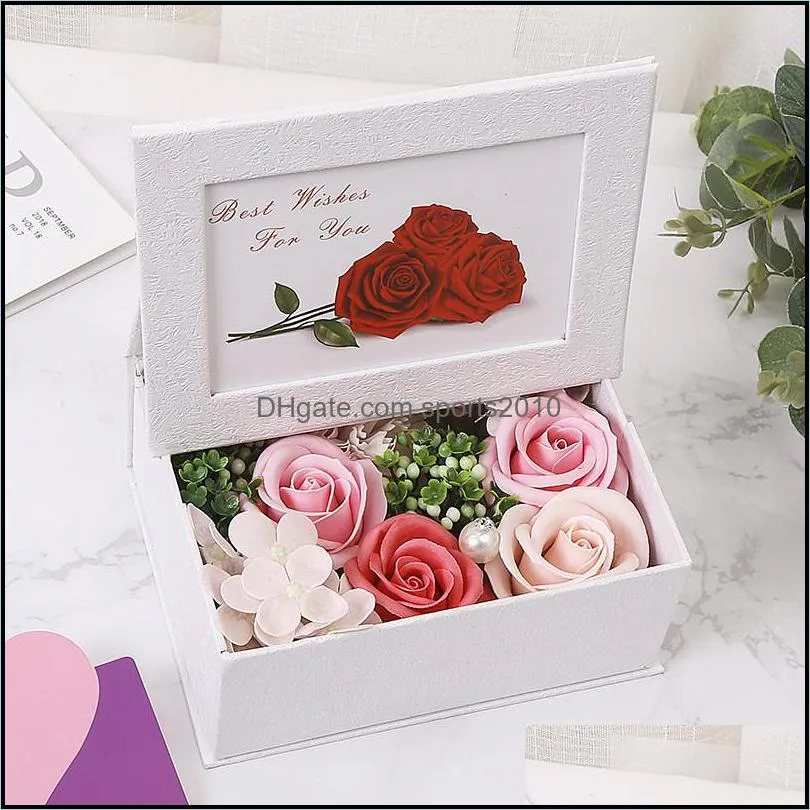 frame flower box gift valentine day mother day artificial roses soap flowers photo frame gift box home decoration accessories