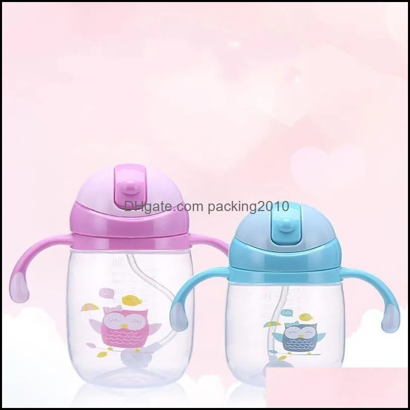 kids sippy cups cartoon baby learning drinking water cups leakproof and dropproof toddler drinking mug with handle 240ml