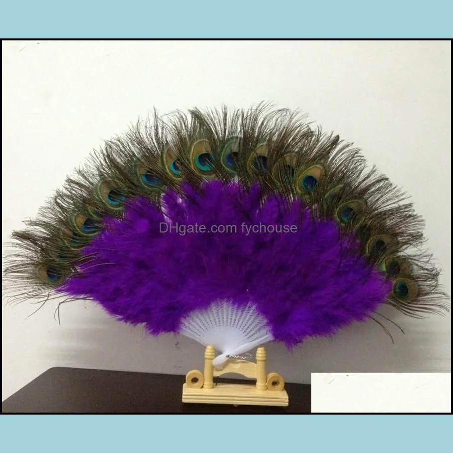 peacock feather hand fan dancing bridal party supply decor chinese style classical fans party favor p1013