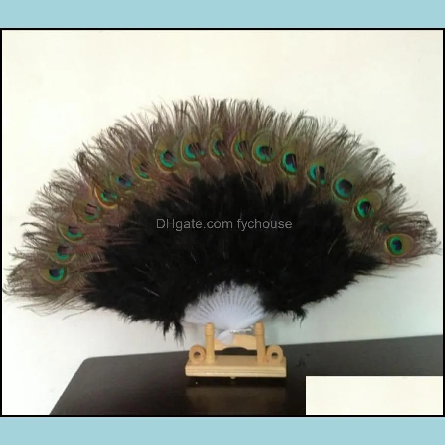 peacock feather hand fan dancing bridal party supply decor chinese style classical fans party favor p1013