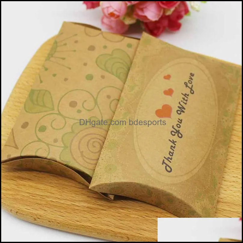 kraft paper pillow gift box 12 5x8x2cm diy thank you handmade colorful wedding favors packing boxes