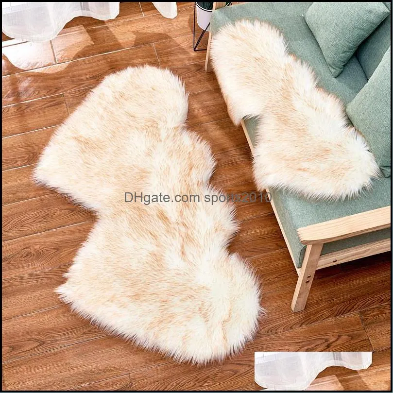 love plush carpet imitation wool velvet double love heart shaped carpet mat sofa cushion pad 35x70cm 60x120cm 90x180cm