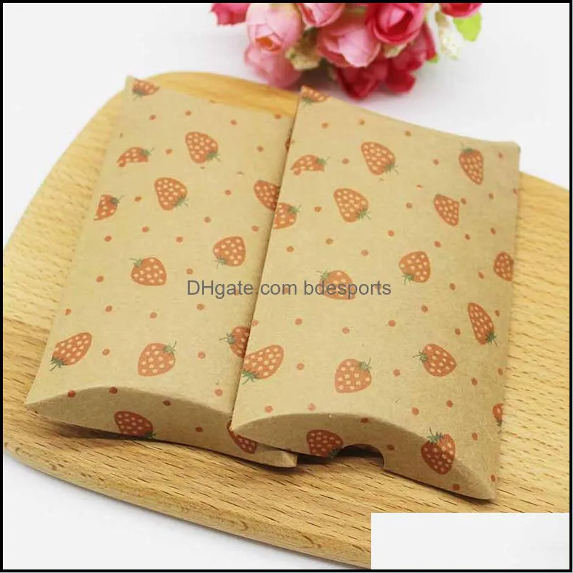 kraft paper pillow gift box 12 5x8x2cm diy thank you handmade colorful wedding favors packing boxes