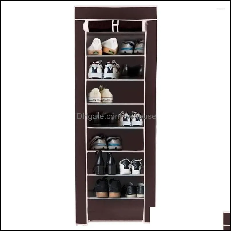 clothing storage canboun 10 tier shoe tower rack with fabric cover 18 pair home space saving organizer portable shoes shelf cabinet