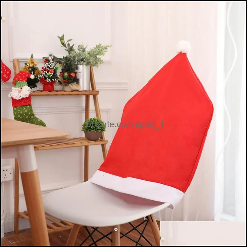 christmas nonwoven chair cover xmas santa claus hat chair covering home el table decorations christmas party ornaments