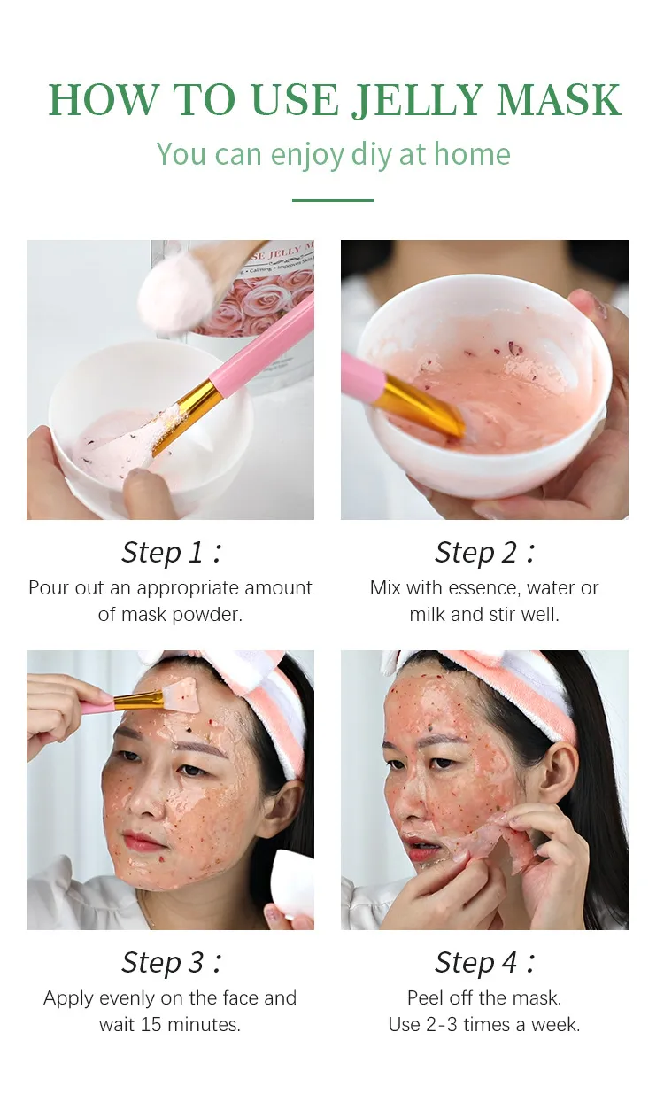 100g Natural Soft Jelly Face Mask Powder Series Rose Whitening Aloe Vera DIY Rubber SPA Jelly Facial Skin Care Mask
