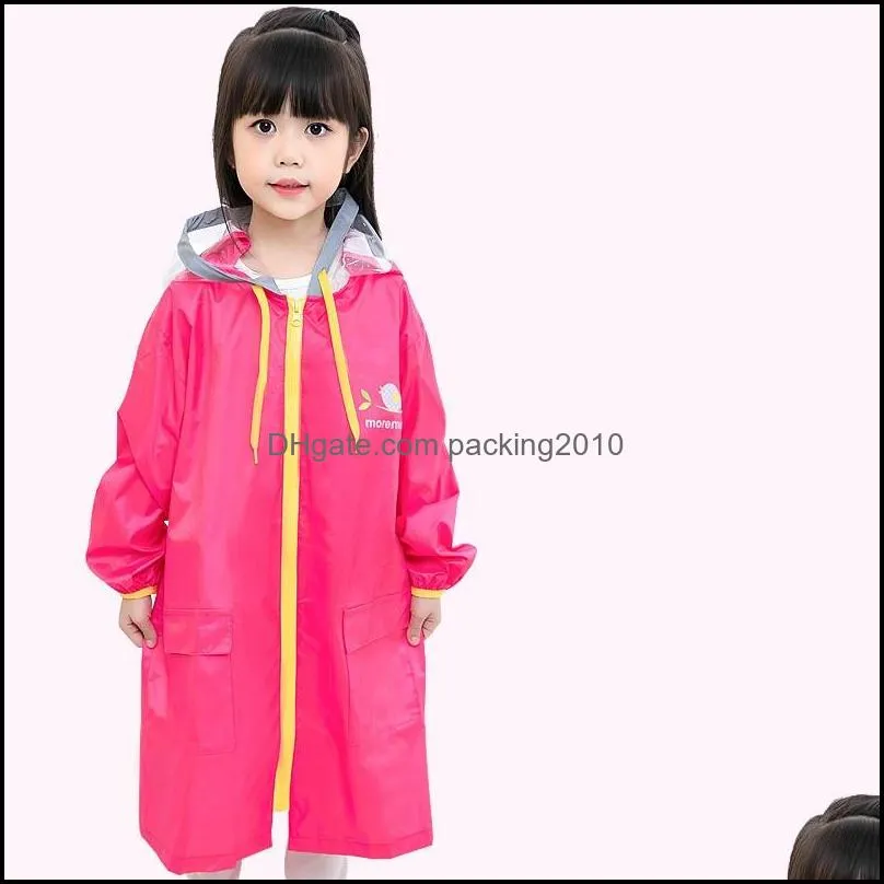 kids eva rainwear hooded boys girls waterproof raincoat children outdoors touring hiking rainwear with reflective stripe