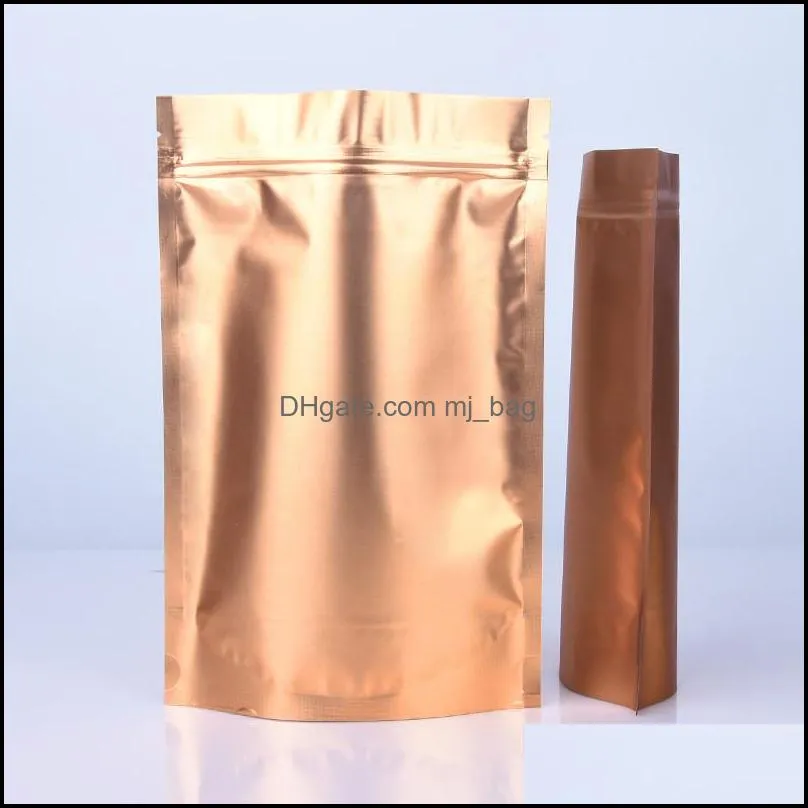 aluminum foil food package bag dried food snack powder package resealable stand up gold multisize food package bags