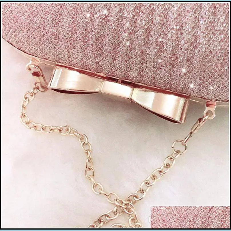 golden evening clutch bag women bags wedding shiny handbags bridal metal bow clutch bags chain shoulder bag