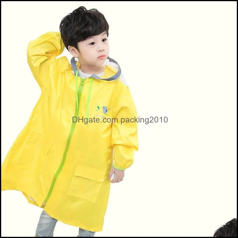 kids eva rainwear hooded boys girls waterproof raincoat children outdoors touring hiking rainwear with reflective stripe