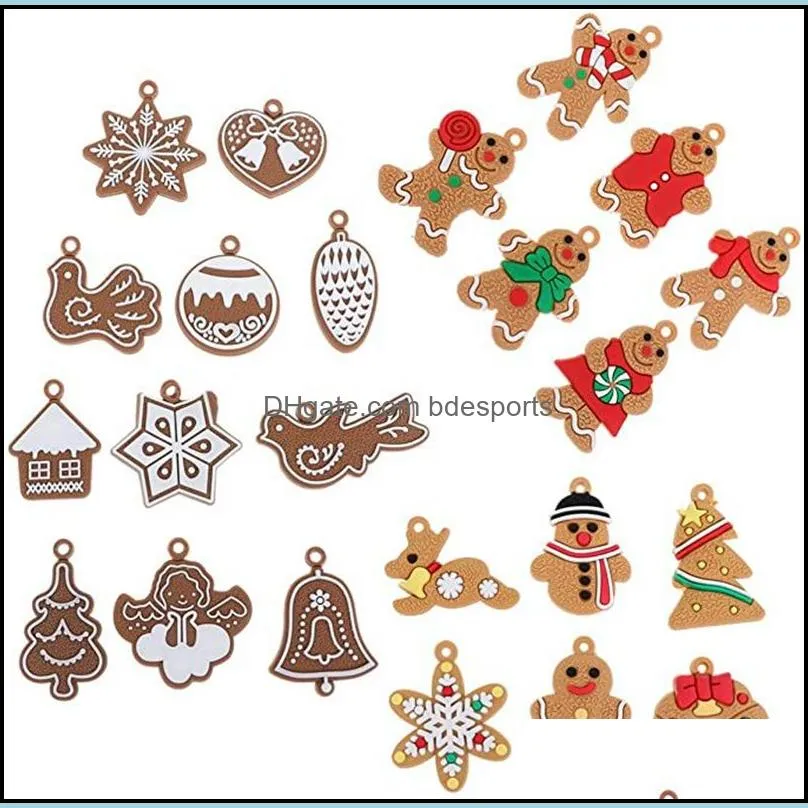 christmas tree gingerbread man ornaments 12pcs/set assorted pvc gingerbread figurines holiday new year decorations