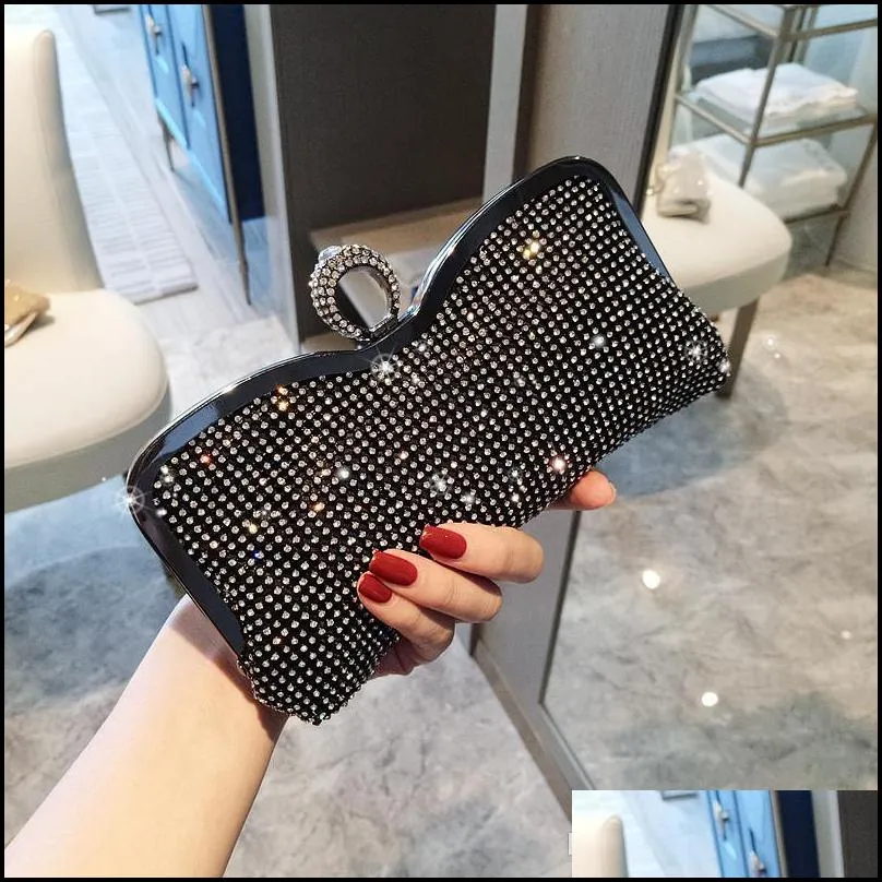 sparky women bridal handbags for prom party beads gold black evening clutches chain bag cheap in stock bridal party hand bags purses