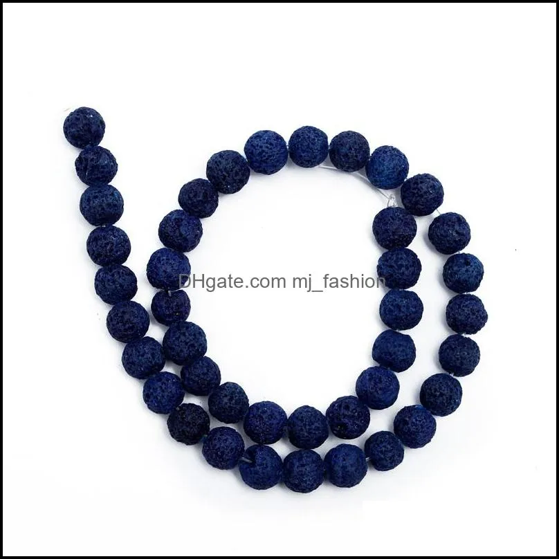 8mm 1strip 4/6/8/10/12/14mm natural colorful volcanic lava stone round bead round loose beads diy bracelet bead wholesale