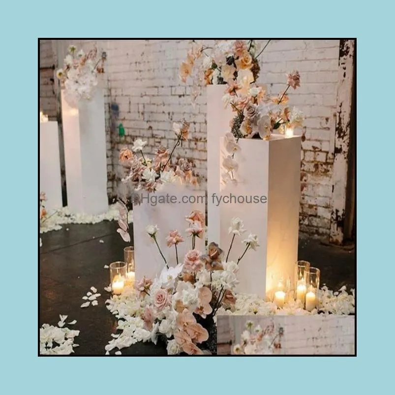 party decoration 3pcswholesale mental wedding plinth white clear acrylic display stand round for events yudao931