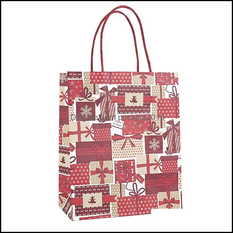 christmas paper gift bags red christmas kraft bag christmas party new year holiday decorations paper gift wrapping bags