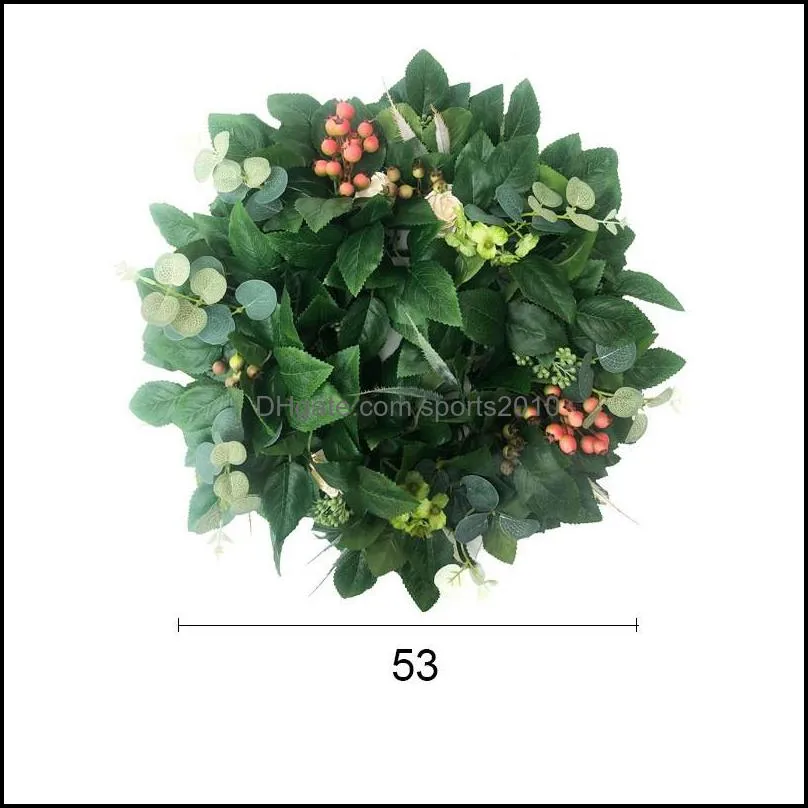 eucalyptus wreath fern leaf creeper ginkgo leaf wreath round green plant rattan garland home office wall decoration