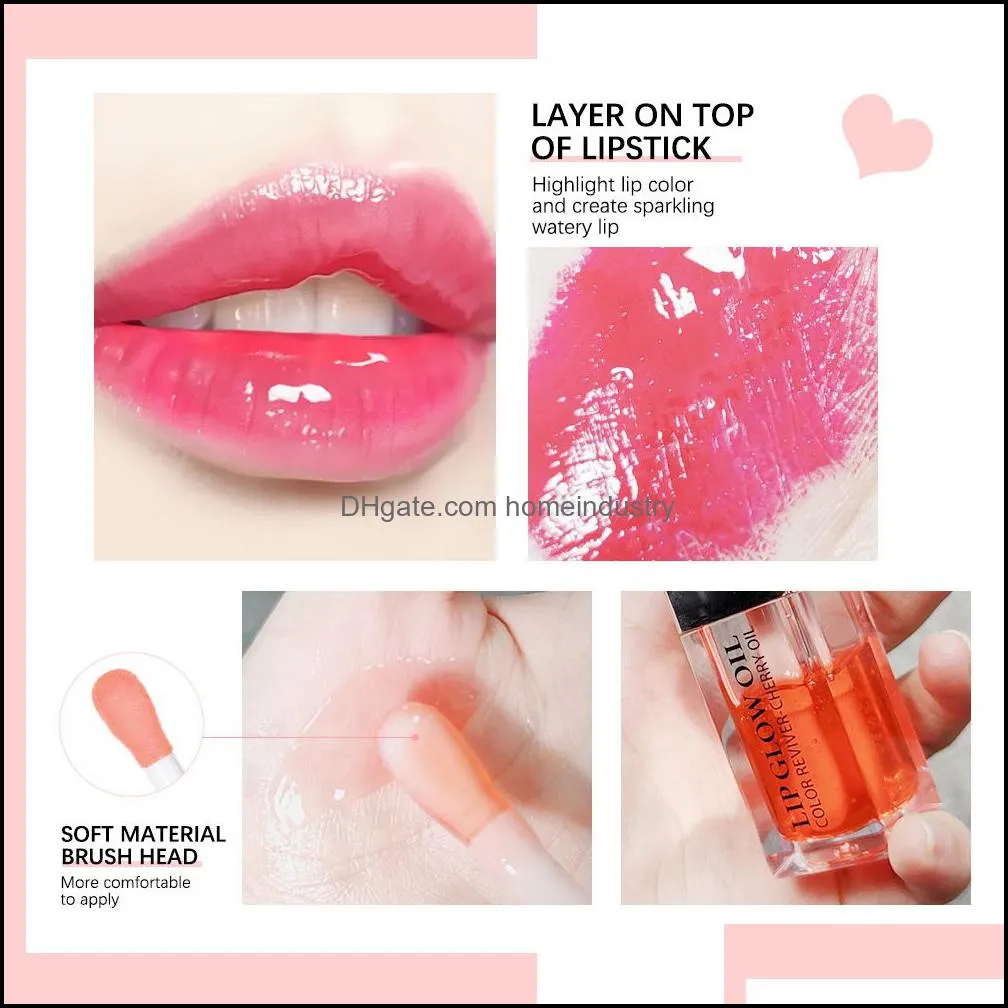 crystal jelly moisturizing lip oil plumping lip gloss makeup sexy plump glow tinted lips plumper 6ml