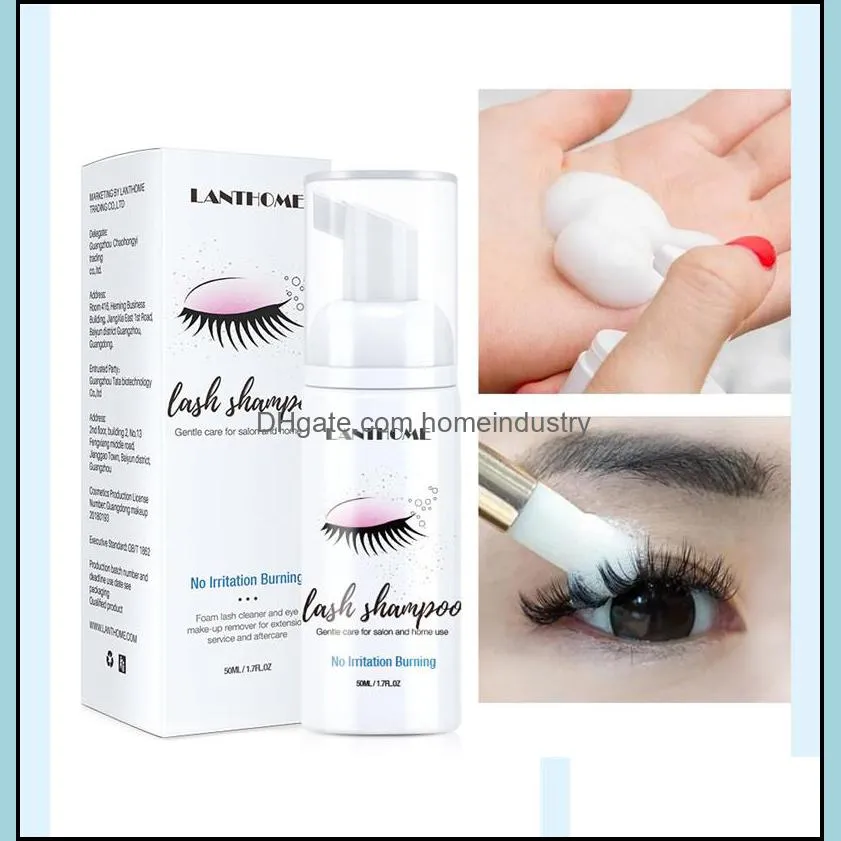 50ml professional eyelash eye lashes foam cleaner pump design individual eyelash extension shampoo remover with brush