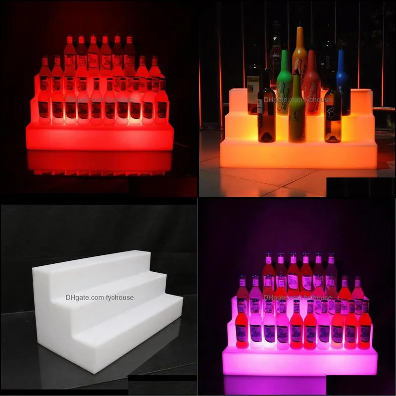 tabletop wine racks rechargeable led color changing 3 tiers bar shelf bottle rack glorifier holder display stand liquor shelves