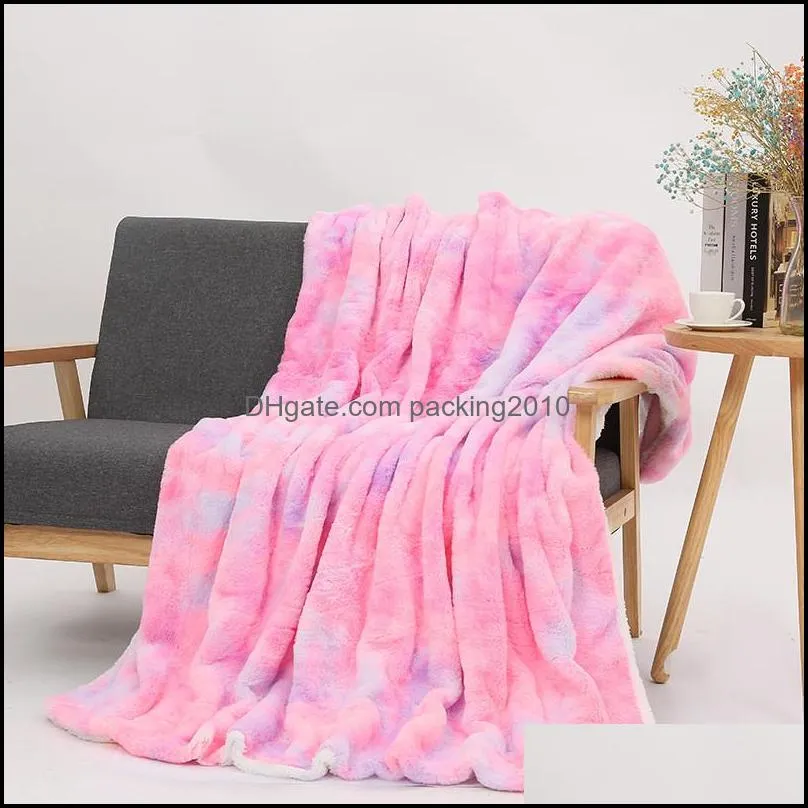 rainbow color blanket kids adult soft gradient bedding sofa cover winter keep warm rainbow blankets 6 patterns