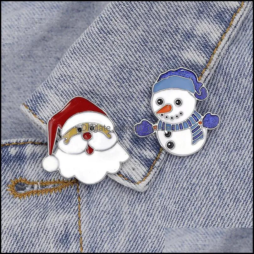 snow man cute small funny enamel brooches pins for women girl men christmas gift demin shirt decor brooch pin metal kawaii badge