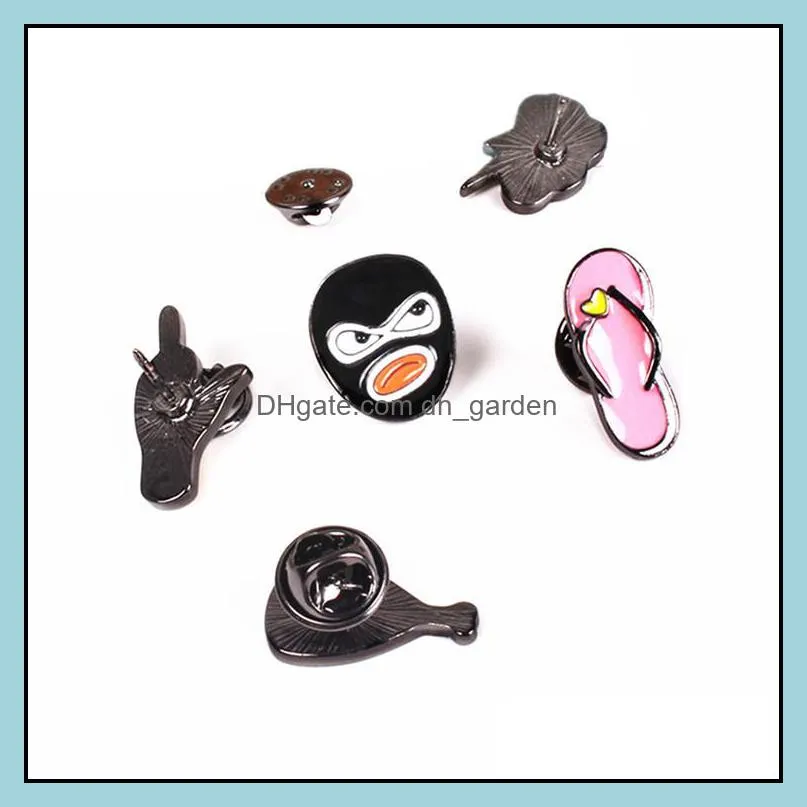 cute cartoon slipper cloud mask metal kawaii enamel pin badge buttons brooch shirt denim jacket bag decorative brooches for women