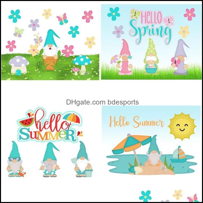 summer gnomes bathroom curtains 180x180cm customized easter gnomes hello spring summer shower curtains with bathroom mats