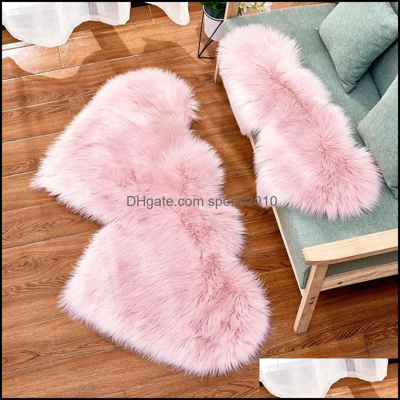 love plush carpet imitation wool velvet double love heart shaped carpet mat sofa cushion pad 35x70cm 60x120cm 90x180cm