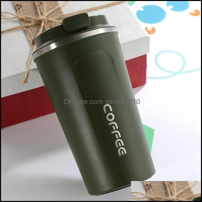 stainless steel coffee cup double layer thermos coffee mug leak proof 380ml 510ml travel coffee thermos cup