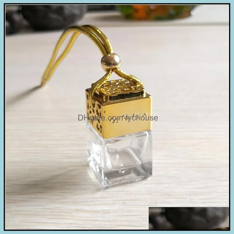 diffusers cube hollow car perfume bottles rearview ornament hanging air freshener for  oils diffuser fragrance empty glass bottle