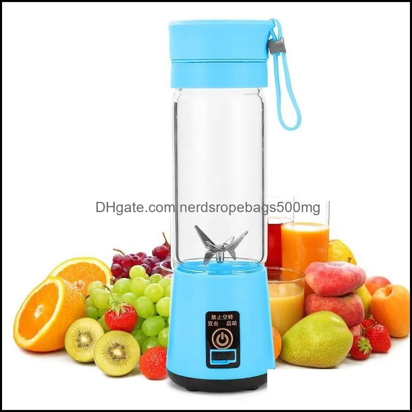 portable electric juicer 4 blender plastic cup body 3 7v fruit vegetable juicer 380ml rechargeable juice extractor